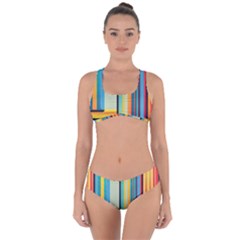 Colorful Rainbow Striped Pattern Stripes Background Criss Cross Bikini Set