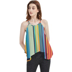 Colorful Rainbow Striped Pattern Stripes Background Flowy Camisole Tank Top