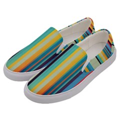 Colorful Rainbow Striped Pattern Stripes Background Men s Canvas Slip Ons