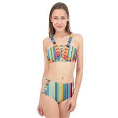 Colorful Rainbow Striped Pattern Stripes Background Cage Up Bikini Set