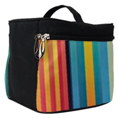 Colorful Rainbow Striped Pattern Stripes Background Make Up Travel Bag (small)