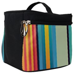 Colorful Rainbow Striped Pattern Stripes Background Make Up Travel Bag (big)