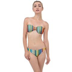 Colorful Rainbow Striped Pattern Stripes Background Classic Bandeau Bikini Set