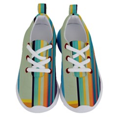 Colorful Rainbow Striped Pattern Stripes Background Running Shoes