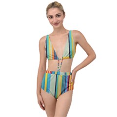 Colorful Rainbow Striped Pattern Stripes Background Tied Up Two Piece Swimsuit