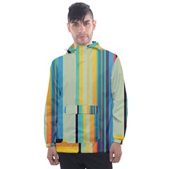 Colorful Rainbow Striped Pattern Stripes Background Men s Front Pocket Pullover Windbreaker
