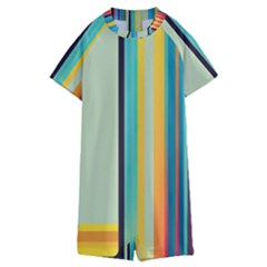 Colorful Rainbow Striped Pattern Stripes Background Kids  Boyleg Half Suit Swimwear