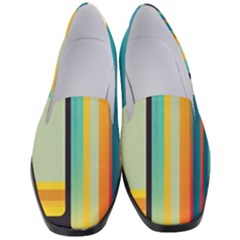 Colorful Rainbow Striped Pattern Stripes Background Women s Classic Loafer Heels