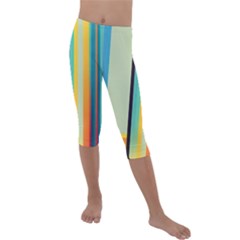 Colorful Rainbow Striped Pattern Stripes Background Kids  Lightweight Velour Capri Leggings  by Ket1n9