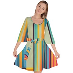 Colorful Rainbow Striped Pattern Stripes Background Velour Kimono Dress