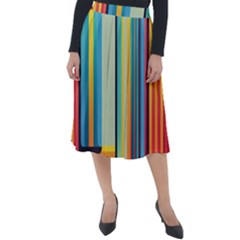 Colorful Rainbow Striped Pattern Stripes Background Classic Velour Midi Skirt 