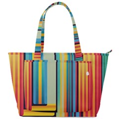Colorful Rainbow Striped Pattern Stripes Background Back Pocket Shoulder Bag 