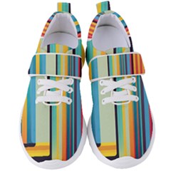 Colorful Rainbow Striped Pattern Stripes Background Women s Velcro Strap Shoes