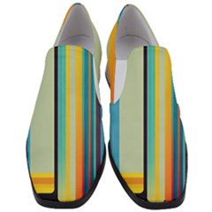 Colorful Rainbow Striped Pattern Stripes Background Women Slip On Heel Loafers