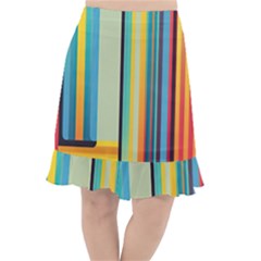 Colorful Rainbow Striped Pattern Stripes Background Fishtail Chiffon Skirt