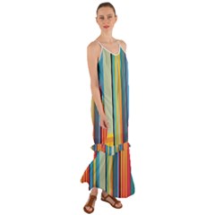 Colorful Rainbow Striped Pattern Stripes Background Cami Maxi Ruffle Chiffon Dress