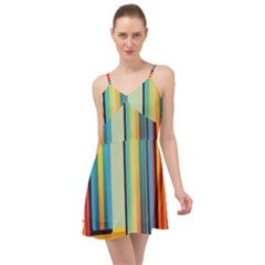 Colorful Rainbow Striped Pattern Stripes Background Summer Time Chiffon Dress