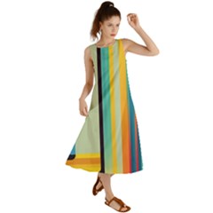 Colorful Rainbow Striped Pattern Stripes Background Summer Maxi Dress