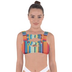 Colorful Rainbow Striped Pattern Stripes Background Bandaged Up Bikini Top