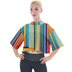 Colorful Rainbow Striped Pattern Stripes Background Mock Neck T-shirt