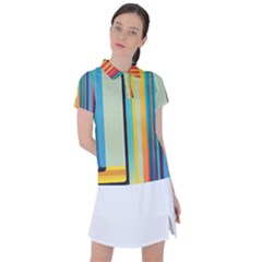 Colorful Rainbow Striped Pattern Stripes Background Women s Polo T-shirt