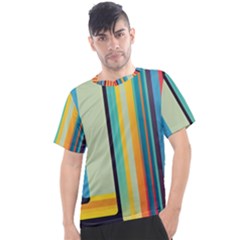 Colorful Rainbow Striped Pattern Stripes Background Men s Sport Top