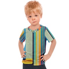 Colorful Rainbow Striped Pattern Stripes Background Kids  Sports T-shirt