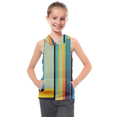 Colorful Rainbow Striped Pattern Stripes Background Kids  Sleeveless Hoodie