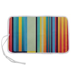Colorful Rainbow Striped Pattern Stripes Background Pen Storage Case (m)
