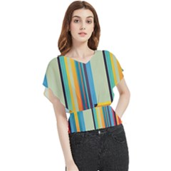Colorful Rainbow Striped Pattern Stripes Background Butterfly Chiffon Blouse