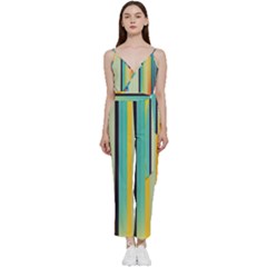 Colorful Rainbow Striped Pattern Stripes Background V-neck Camisole Jumpsuit