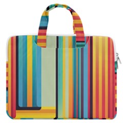 Colorful Rainbow Striped Pattern Stripes Background Macbook Pro 15  Double Pocket Laptop Bag 