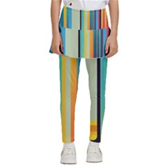 Colorful Rainbow Striped Pattern Stripes Background Kids  Skirted Pants
