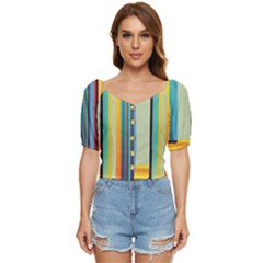 Colorful Rainbow Striped Pattern Stripes Background Button Up Blouse