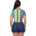 Colorful Rainbow Striped Pattern Stripes Background Side Button Cropped T-Shirt View4