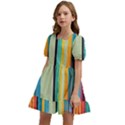 Colorful Rainbow Striped Pattern Stripes Background Kids  Short Sleeve Dolly Dress View2
