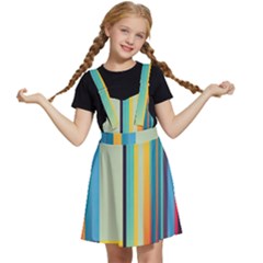 Colorful Rainbow Striped Pattern Stripes Background Kids  Apron Dress