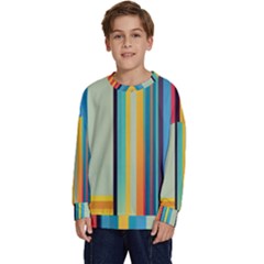 Colorful Rainbow Striped Pattern Stripes Background Kids  Crewneck Sweatshirt