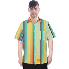 Colorful Rainbow Striped Pattern Stripes Background Men s Hawaii Shirt