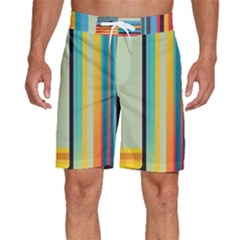 Colorful Rainbow Striped Pattern Stripes Background Men s Beach Shorts