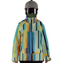 Colorful Rainbow Striped Pattern Stripes Background Men s Zip Ski And Snowboard Waterproof Breathable Jacket