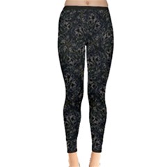 Midnight Blossom Elegance Black Backgrond Inside Out Leggings