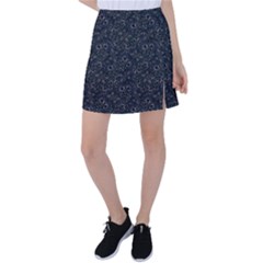 Midnight Blossom Elegance Black Backgrond Tennis Skirt by dflcprintsclothing