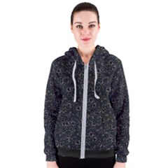 Midnight Blossom Elegance Black Backgrond Women s Zipper Hoodie by dflcprintsclothing