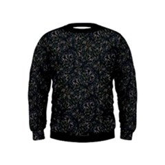 Midnight Blossom Elegance Black Backgrond Kids  Sweatshirt by dflcprintsclothing