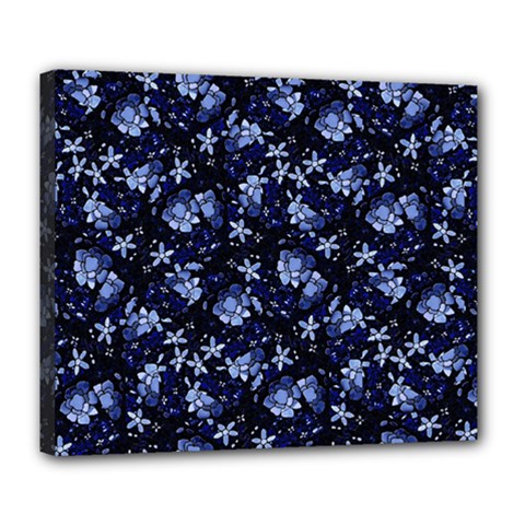 Stylized Floral Intricate Pattern Design Black Backgrond Deluxe Canvas 24  X 20  (stretched)