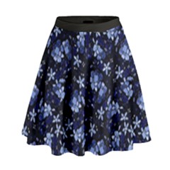 Stylized Floral Intricate Pattern Design Black Backgrond High Waist Skirt