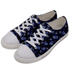 Stylized Floral Intricate Pattern Design Black Backgrond Men s Low Top Canvas Sneakers by dflcprintsclothing