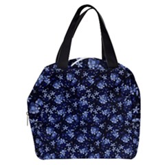 Stylized Floral Intricate Pattern Design Black Backgrond Boxy Hand Bag