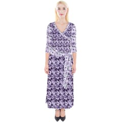 Purple Roses 1 Purple Roses Quarter Sleeve Wrap Maxi Dress by DinkovaArt